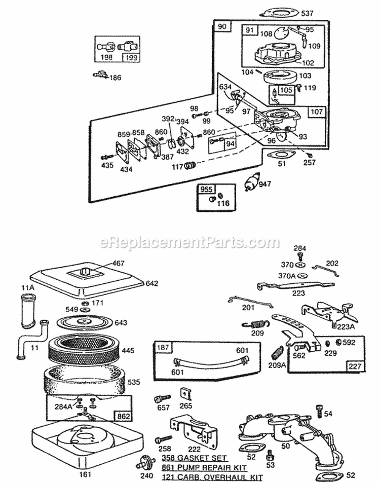 Carburetor Assemblies AC Diagram and Parts List for 404437-0102-01  Briggs and Stratton Engine